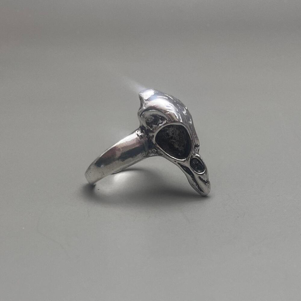 Vintage silver gothic crow skull